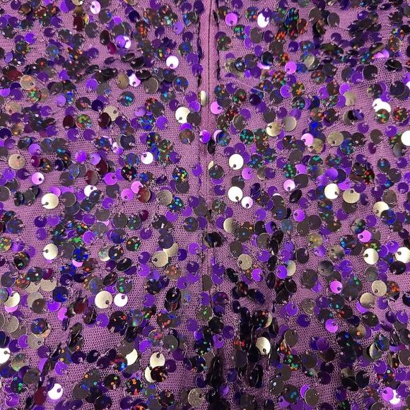 WILD FABLE PURPLE SEQUINS SLEEVELESS MINI SKIRT SIZE LARGE. - Picture 6 of 10